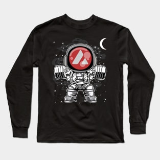 Astronaut Lifting Avalanche AVAX Coin To The Moon Crypto Token Cryptocurrency Blockchain Wallet Birthday Gift For Men Women Kids Long Sleeve T-Shirt